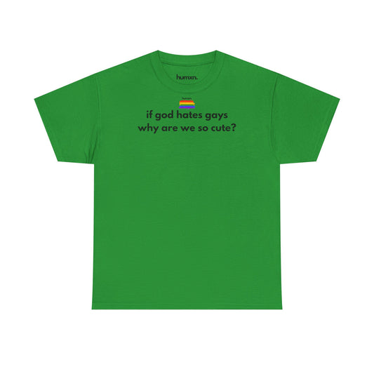 unisex humxn. t-shirt pride collection "if god hates gays why are we so cute" 100% heavy cotton