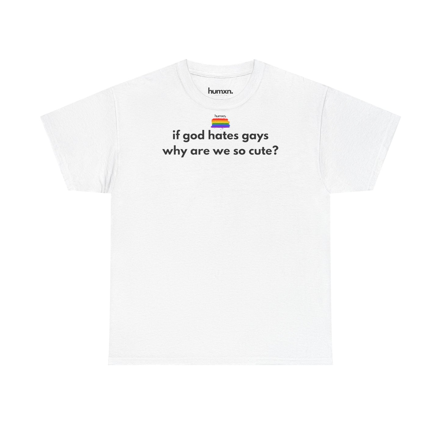 unisex humxn. t-shirt pride collection "if god hates gays why are we so cute" 100% heavy cotton