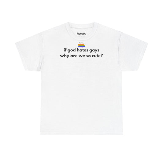 unisex humxn. t-shirt pride collection "if god hates gays why are we so cute" 100% heavy cotton